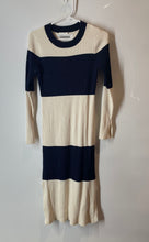 Load image into Gallery viewer, H&M Womens Black Beige Knitted Long Sleeve Crew Neck Sweater Dress Size Medium