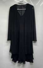 Load image into Gallery viewer, Jones New York Womens Black Long Sleeve Sheer Layered A-Line Dress Size 4