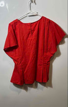 Load image into Gallery viewer, Zara Womens Red Cotton Round Neck Short Sleeve Pullover Blouse Top Size Medium