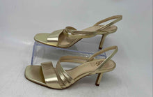 Load image into Gallery viewer, Vince Camuto Womens Savesha Gold Tone Leather Kitten Slingback Sandals Size 7.5M