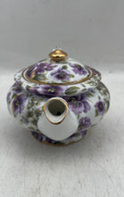 Load image into Gallery viewer, Multicolor Floral Pattern Scroll Handle Lidded Teapot With Gold Trim