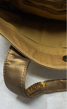 Load image into Gallery viewer, Gianni Bini Womens Gold Brown Canvas Sequin Double Handle Magnetic Tote Handbag