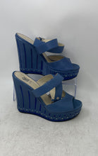 Load image into Gallery viewer, ML Womens Blue Open Toe Adjustable Buckle Wedge Platform Sandal Size EUR 40
