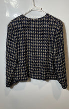 Load image into Gallery viewer, Jaeger Womens Blue Tweed Houndstooth Long Sleeve Round Neck Jacket Size 14