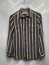 Load image into Gallery viewer, Ann Taylor Loft Womens Multicolor Striped Long Sleeve Button-Up Shirt Size XXSP