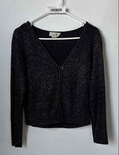 Load image into Gallery viewer, Express Womens Black Silver Tricot Long Sleeve Cardigan Sweater Size Medium