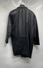 Load image into Gallery viewer, G-III Womens Black Leather Long Sleeve Button Front Coat Size M Missing Button
