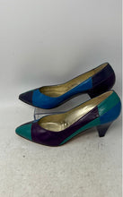 Load image into Gallery viewer, Bruno Magli Womens Blue Purple & Green Leather Slip-On Cone Pump Heels Size 40