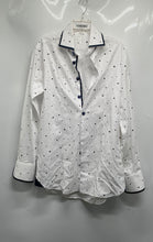 Load image into Gallery viewer, Angelo Galasso Mens White Geometric Print Long Sleeve Dress Shirt Size 42