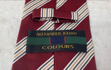 Load image into Gallery viewer, Alexander Julian Mens Burgundy Multi Striped Keeper Loop Adjustable Pointed Tie