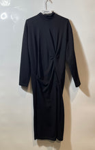 Load image into Gallery viewer, Zara Womens Black High Neck Long Sleeve Back Zip Knotted A-Line Dress Size S