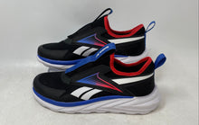 Load image into Gallery viewer, Reebok Kids Lite Spinner Black Blue Red Low Top Slip-On Sneaker Shoes Size 3K