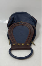 Load image into Gallery viewer, Il Giglio Womens Brown Navy Genuine Leather Top Handle Bucket Bag