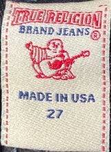 Load image into Gallery viewer, True Religion Womens Blue Denim Belt Loops Button Front Skinny Jeans Size 27