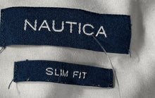 Load image into Gallery viewer, Nautica Mens Blue Long Sleeve Spread Collar Slim Fit Dress Shirt Size Medium