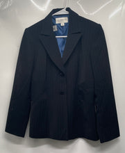 Load image into Gallery viewer, Liz Claiborne Womens Black Blue Long Sleeve Two-Button Blazer Size 8P