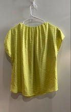 Load image into Gallery viewer, Calvin Klein Womens Green Short Cap Sleeve Notch Neck Pullover Blouse Top Size S