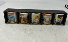 Load image into Gallery viewer, Vintage Japanese Small Cups Ceramic Mt Fuji Tokyo Tower Great In Case 5 Pcs