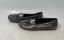 Load image into Gallery viewer, Michael Kors Womens Silver Leather Front Bow Slip-On Loafer Shoes Size 8