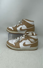 Load image into Gallery viewer, Nike Mens Air Jordan 1 Mid 554724-271 White Brown Lace-Up Sneakers Shoes Sz 9.5