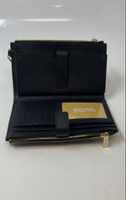 Load image into Gallery viewer, Michael Kors Womens Black Zipper Credit Card Slots Wristlet Wallet