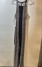 Load image into Gallery viewer, Michael Kors Womens Black White Paisley Keyhole Halter Neck Maxi Dress Size S