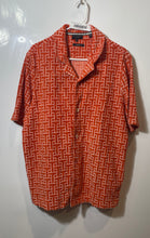 Load image into Gallery viewer, Ted Baker Mens Orange Endula T-Print Short Sleeve Towelling Button-Up Shirt Sz 4