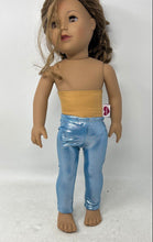 Load image into Gallery viewer, Adora Brown Hair Fashion Doll Wearing A Yellow Band Top And Shiny Blue Leggings