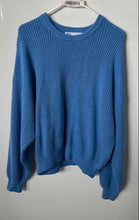 Load image into Gallery viewer, Zara Womens Blue Knitted Long Sleeve Pullover Sweater Size Medium