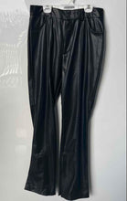 Load image into Gallery viewer, Zara Womens Black Flat Front Pockets Leather High Waist Flared Pants Size Large