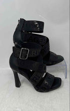 Load image into Gallery viewer, Karl Lagerfeld Womens Careliz Black Logo Print High Heel Strappy Sandals Sz 5.5M