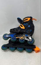 Load image into Gallery viewer, Roller Derby Kids Tracer Black Blue Adjustable Strap Inline Skates Size 12-1