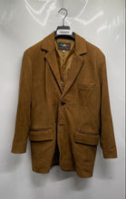 Load image into Gallery viewer, Vera Pelle Mens Brown Leather Long Sleeve Notch Lapel Two-Button Blazer Size 54