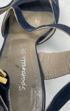 Load image into Gallery viewer, Spatarella Staff Womens Blue Leather Peep Toe Block Platform Heels Size 37