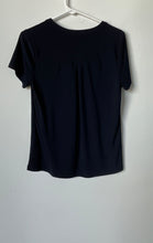 Load image into Gallery viewer, Anne Klein Womens Dark Navy Short Sleeve Partial Front Zip Blouse Top Size Small