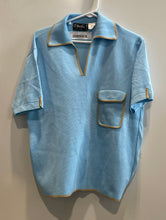 Load image into Gallery viewer, D'Avila Mens Blue Short Sleeve Collared Pullover Chest Pocket Polo Shirt Size L