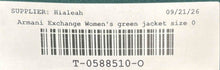 Load image into Gallery viewer, Armani Exchange Womens Green Long Sleeve Double-Breasted Blazer Size 0