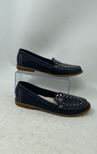 Load image into Gallery viewer, Anne Klein Womens Narde Dark Blue Studded Leather Slip-On Loafer Flats Size 9M