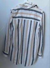 Load image into Gallery viewer, Tahari Womens Multicolor Striped Long Sleeve Collared Button-Up Shirt Size M