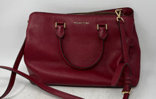 Load image into Gallery viewer, Michael Kors Womens Red Leather Detachable Strap Lined Zip Top Satchel Handbag