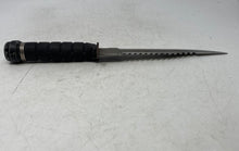 Load image into Gallery viewer, Fixed Blade Serrated Sawtooth Spine Survival Knife In Cowboy Type Sheath Case
