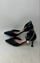Load image into Gallery viewer, Annik Womens Black Leather Slip-On Pointed Toe D'Orsay Heels Size EUR 39