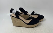 Load image into Gallery viewer, ZBY Womens Black Open Toe Tie Wedge Heel Platform Sandals Size 9.5