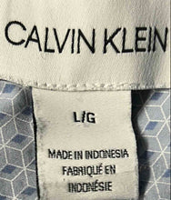Load image into Gallery viewer, Calvin Klein Mens Blue Geometric Long Sleeve Collared Button-Up Shirt Size L