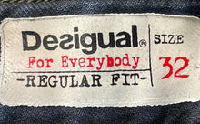 Load image into Gallery viewer, Desigual Mens Blue Printed Denim Dark Wash Regular Fit Straight Leg Jeans Sz 32