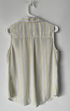 Load image into Gallery viewer, New York & Company Womens White Yellow Striped Button Front Blouse Top Size M