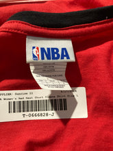Load image into Gallery viewer, NBA Womens Red Black Short Raglan Sleeve Miami Heat Basketball T-Shirt Size L