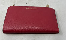 Load image into Gallery viewer, Michael Kors Womens Burgundy Pebbled Leather Credit Card Slot Bifold Wallet