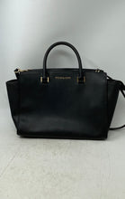 Load image into Gallery viewer, Michael Kors Womens Selma Black Leather Double Handle Zip Top Lined Satchel Bag