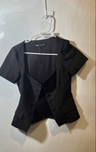 Load image into Gallery viewer, Zara Womens Black Short Sleeve Square Neck Button Front Blouse Top Size XS